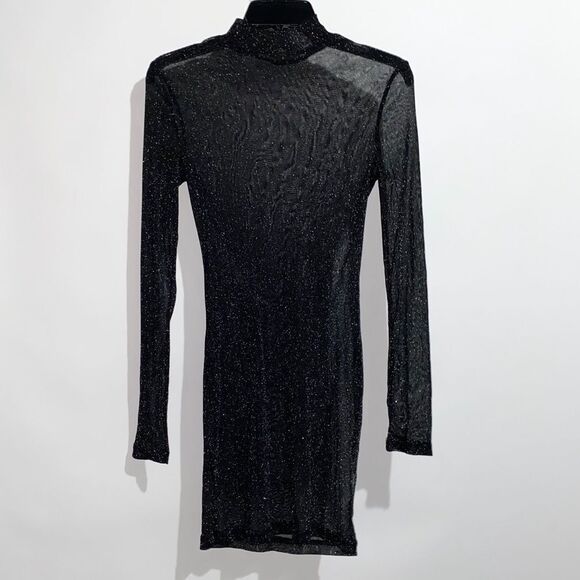 Shein Glittery Sheer Long Sleeve Dress - Picture 2 of 4